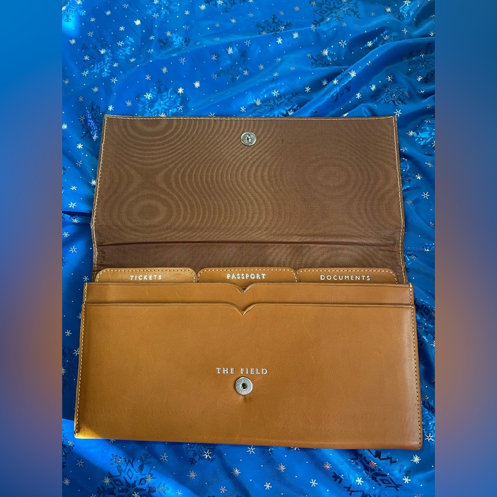 Antique English leather wallet taffeta moiré lined rare passport/tkt organizer